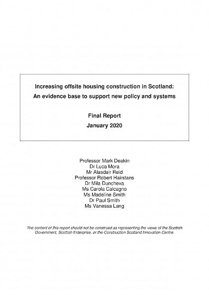 Increasing offsite housing construction in Scotland: An evidence base to support new policy and systems