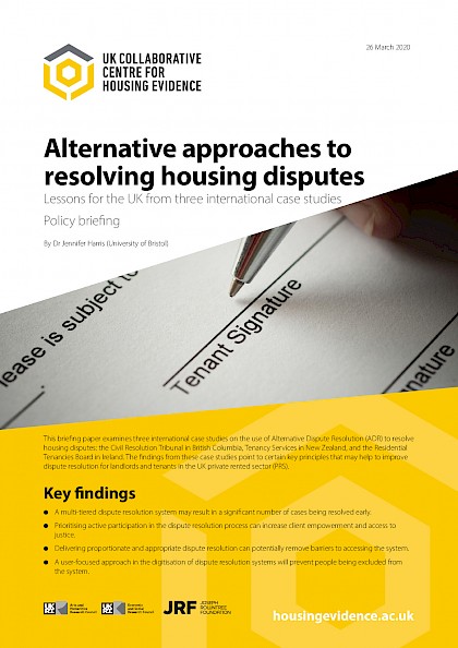 Alternative approaches to resolving housing disputes