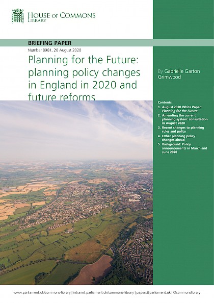 Planning for the Future: planning policy changes in England in 2020 and future reforms