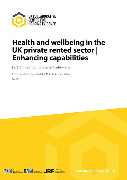 Health and wellbeing in the private rented | Enhancing capabilities part 2 | literature review