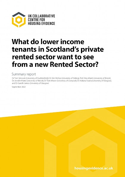 What do lower income tenants in Scotland’s private rented sector want to see from a new Rented Sector?