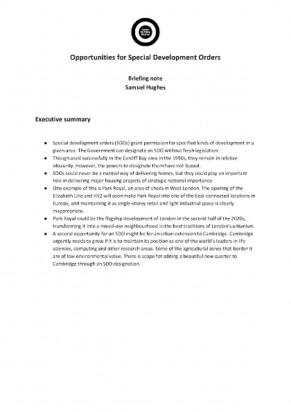 Opportunities for Special Development Orders