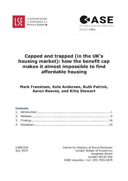 Capped and trapped (in the UK's housing market): how the benefit cap makes it almost impossible to find affordable housing